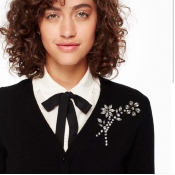 Kate Spade Black Embellished Brooch Cardigan Size XS - Picture 3 of 14
